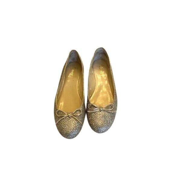 Enzo Angiolini Women 9.5M Gold & Silver Glitter Fairy Ballet Flats W/ Bow Detail - Picture 3 of 14